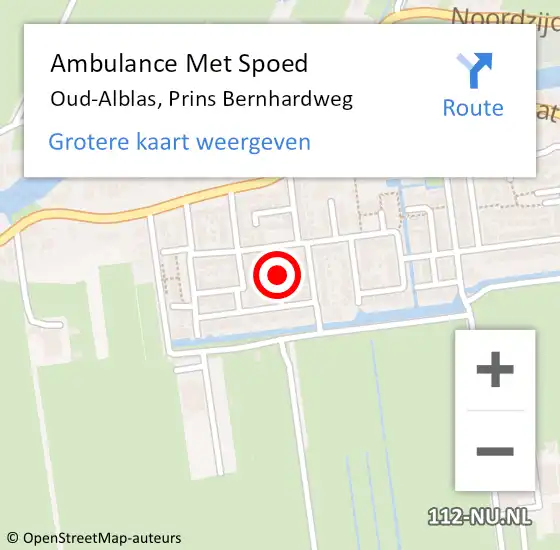 Locatie op kaart van de 112 melding: Ambulance Met Spoed Naar Oud-Alblas, Prins Bernhardweg op 10 januari 2020 15:01