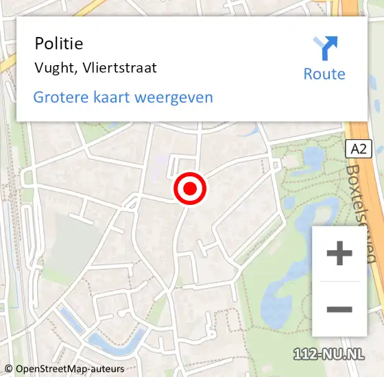 Locatie op kaart van de 112 melding: Politie Vught, Vliertstraat op 10 januari 2020 17:45