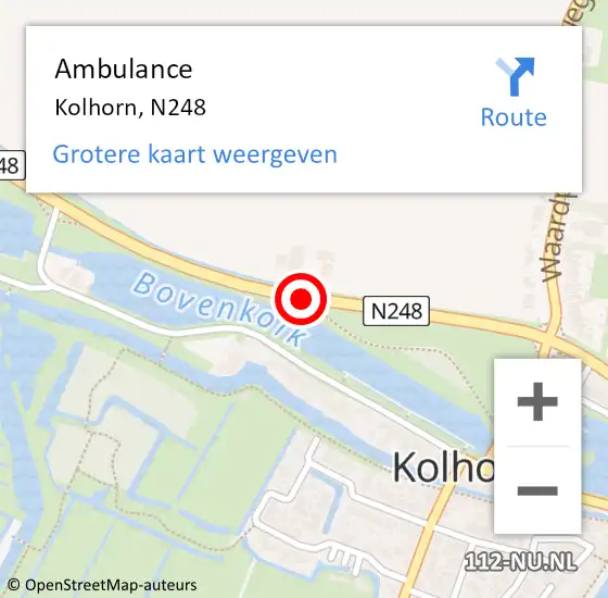 Locatie op kaart van de 112 melding: Ambulance Kolhorn, N248 op 10 januari 2020 18:28