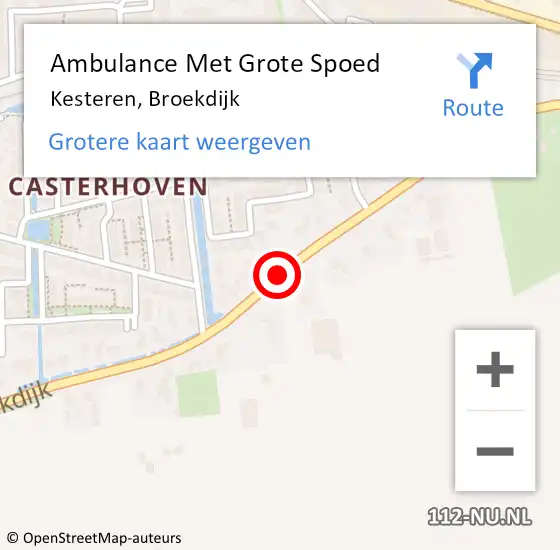 Locatie op kaart van de 112 melding: Ambulance Met Grote Spoed Naar Kesteren, Broekdijk op 10 januari 2020 20:09