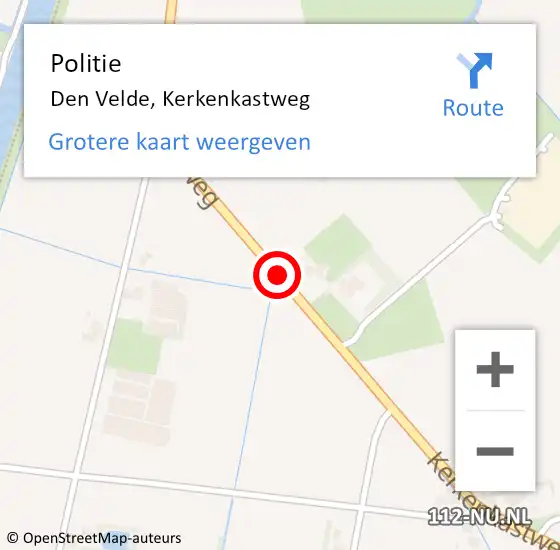 Locatie op kaart van de 112 melding: Politie Den Velde, Kerkenkastweg op 10 januari 2020 21:03