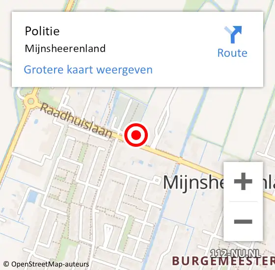 Locatie op kaart van de 112 melding: Politie Mijnsheerenland op 11 januari 2020 01:03