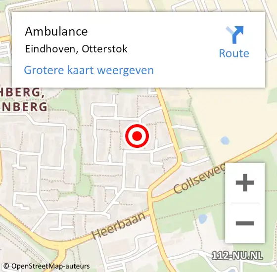 Locatie op kaart van de 112 melding: Ambulance Eindhoven, Otterstok op 11 januari 2020 05:11