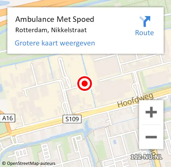 Locatie op kaart van de 112 melding: Ambulance Met Spoed Naar Rotterdam, Nikkelstraat op 11 januari 2020 13:18