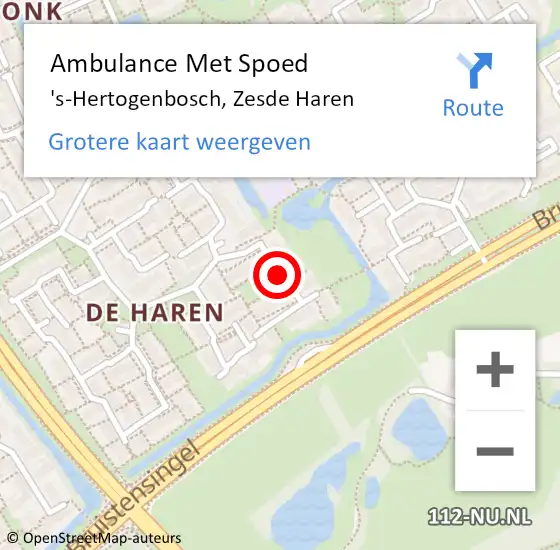 Locatie op kaart van de 112 melding: Ambulance Met Spoed Naar 's-Hertogenbosch, Zesde Haren op 11 januari 2020 16:43