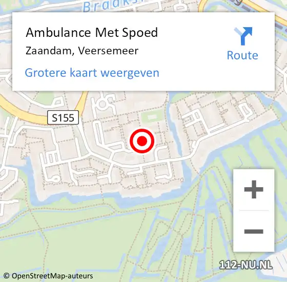 Locatie op kaart van de 112 melding: Ambulance Met Spoed Naar Zaandam, Veersemeer op 11 januari 2020 17:04
