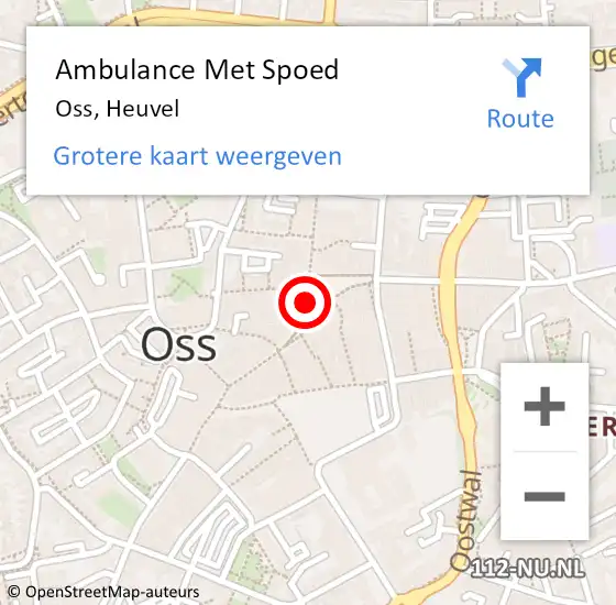 Locatie op kaart van de 112 melding: Ambulance Met Spoed Naar Oss, Heuvel op 11 januari 2020 17:38