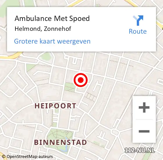 Locatie op kaart van de 112 melding: Ambulance Met Spoed Naar Helmond, Zonnehof op 11 januari 2020 19:01