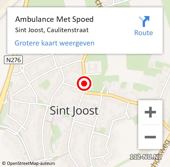 Locatie op kaart van de 112 melding: Ambulance Met Spoed Naar Sint Joost, Caulitenstraat op 11 januari 2020 20:26