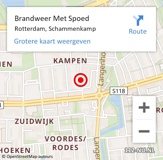 Locatie op kaart van de 112 melding: Brandweer Met Spoed Naar Rotterdam, Schammenkamp op 11 januari 2020 21:32