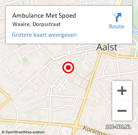 Locatie op kaart van de 112 melding: Ambulance Met Spoed Naar Waalre, Dorpsstraat op 12 januari 2020 11:28