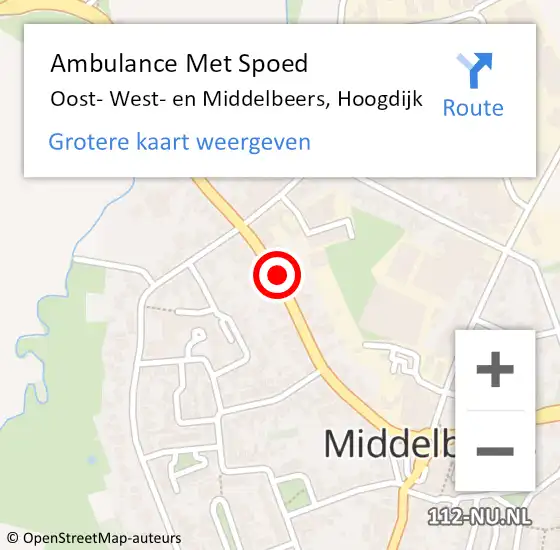 Locatie op kaart van de 112 melding: Ambulance Met Spoed Naar Oost- West- en Middelbeers, Hoogdijk op 12 januari 2020 13:23
