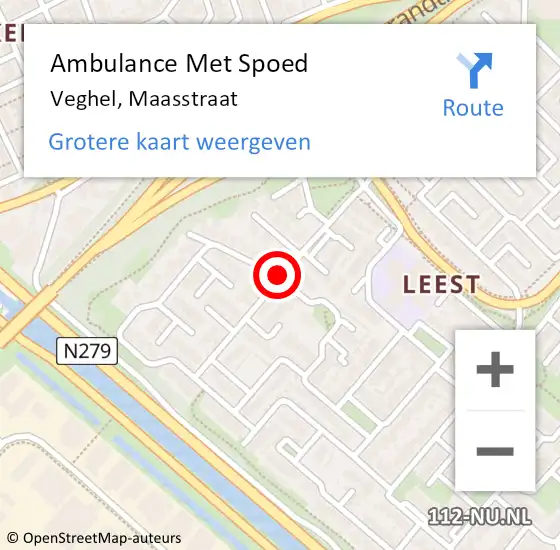 Locatie op kaart van de 112 melding: Ambulance Met Spoed Naar Veghel, Maasstraat op 12 januari 2020 17:18