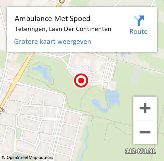 Locatie op kaart van de 112 melding: Ambulance Met Spoed Naar Teteringen, Laan Der Continenten op 12 januari 2020 17:24