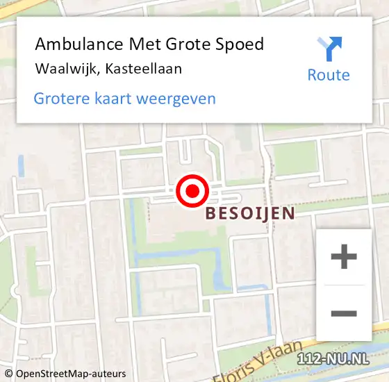 Locatie op kaart van de 112 melding: Ambulance Met Grote Spoed Naar Waalwijk, Kasteellaan op 13 januari 2020 00:33