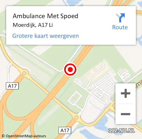 Locatie op kaart van de 112 melding: Ambulance Met Spoed Naar Moerdijk, A17 Li op 13 januari 2020 07:04