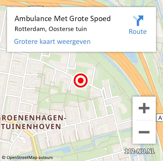 Locatie op kaart van de 112 melding: Ambulance Met Grote Spoed Naar Rotterdam, Oosterse tuin op 13 januari 2020 08:54
