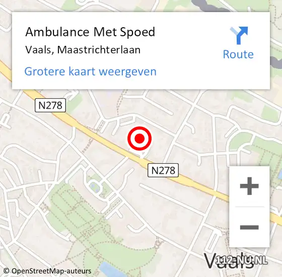 Locatie op kaart van de 112 melding: Ambulance Met Spoed Naar Vaals, Maastrichterlaan op 13 januari 2020 10:23