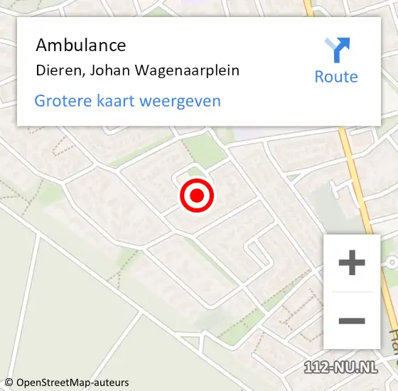 Locatie op kaart van de 112 melding: Ambulance Dieren, Johan Wagenaarplein op 13 januari 2020 13:29