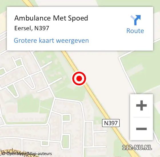 Locatie op kaart van de 112 melding: Ambulance Met Spoed Naar Eersel, N397 op 13 januari 2020 14:31