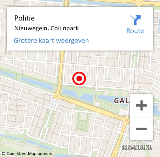 Locatie op kaart van de 112 melding: Politie Nieuwegein, Colijnpark op 13 januari 2020 19:15