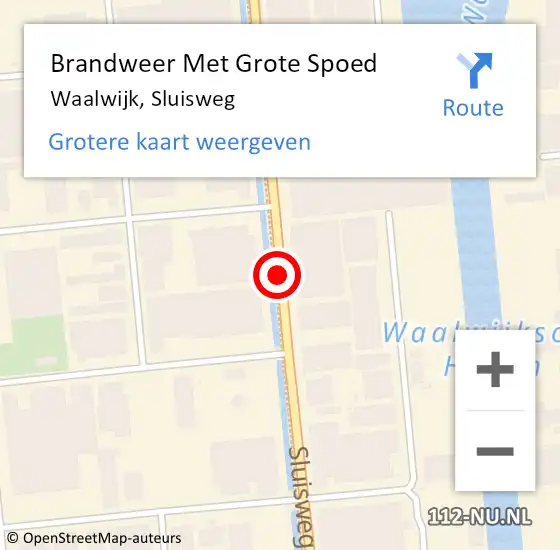 Locatie op kaart van de 112 melding: Brandweer Met Grote Spoed Naar Waalwijk, Sluisweg op 13 januari 2020 19:38