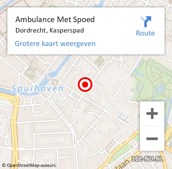 Locatie op kaart van de 112 melding: Ambulance Met Spoed Naar Dordrecht, Kasperspad op 13 januari 2020 23:08