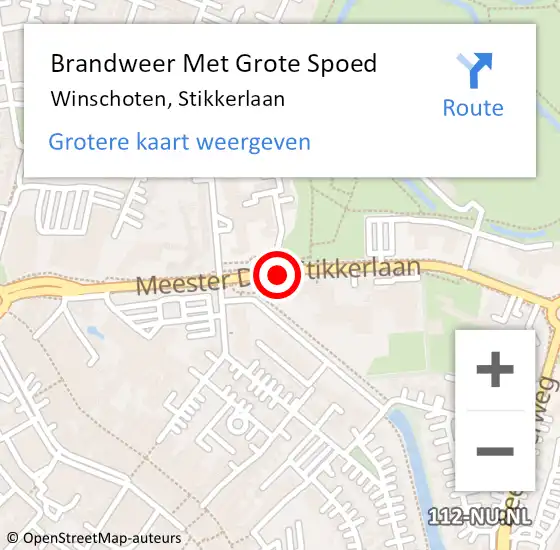 Locatie op kaart van de 112 melding: Brandweer Met Grote Spoed Naar Winschoten, Stikkerlaan op 14 januari 2020 08:08