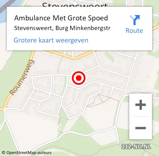 Locatie op kaart van de 112 melding: Ambulance Met Grote Spoed Naar Stevensweert, Burg Minkenbergstr op 25 april 2014 14:51