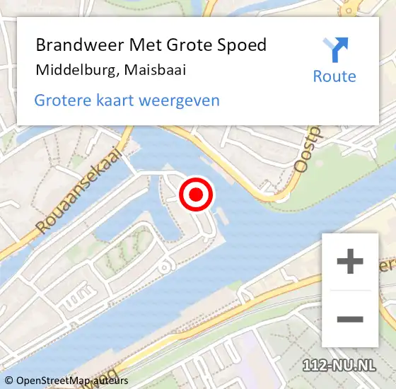 Locatie op kaart van de 112 melding: Brandweer Met Grote Spoed Naar Middelburg, Maisbaai op 14 januari 2020 09:52