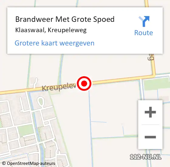 Locatie op kaart van de 112 melding: Brandweer Met Grote Spoed Naar Klaaswaal, Kreupeleweg op 14 januari 2020 11:06