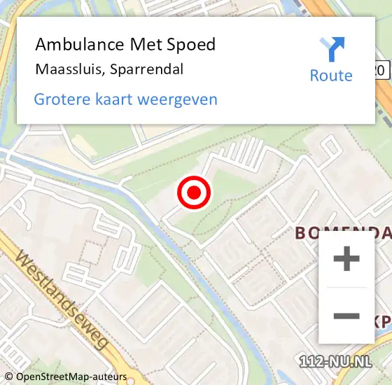 Locatie op kaart van de 112 melding: Ambulance Met Spoed Naar Maassluis, Sparrendal op 14 januari 2020 11:20