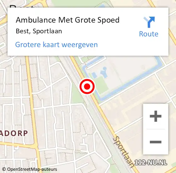 Locatie op kaart van de 112 melding: Ambulance Met Grote Spoed Naar Best, Sportlaan op 14 januari 2020 11:37