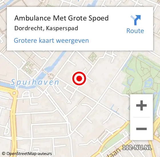 Locatie op kaart van de 112 melding: Ambulance Met Grote Spoed Naar Dordrecht, Kasperspad op 14 januari 2020 12:56