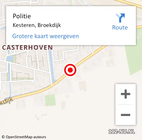 Locatie op kaart van de 112 melding: Politie Kesteren, Broekdijk op 14 januari 2020 13:05