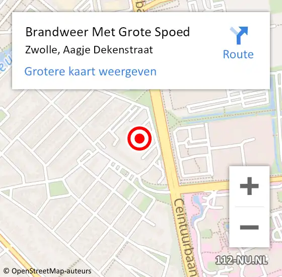 Locatie op kaart van de 112 melding: Brandweer Met Grote Spoed Naar Zwolle, Aagje Dekenstraat op 14 januari 2020 15:15