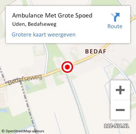 Locatie op kaart van de 112 melding: Ambulance Met Grote Spoed Naar Uden, Bedafseweg op 14 januari 2020 17:21
