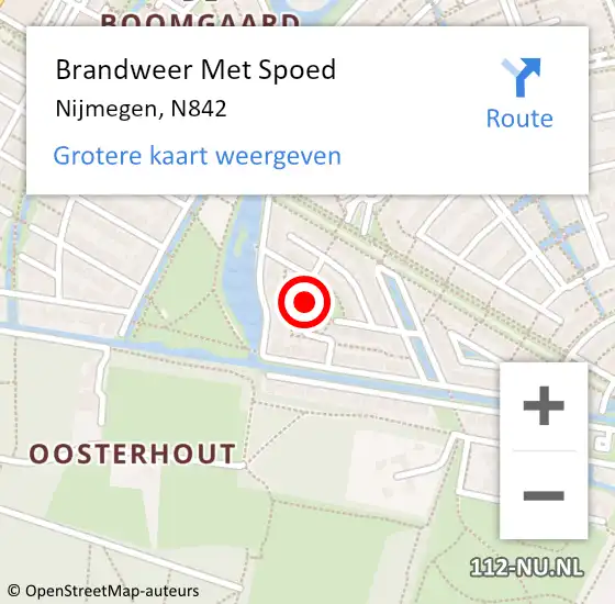 Locatie op kaart van de 112 melding: Brandweer Met Spoed Naar Nijmegen, N842 op 14 januari 2020 19:38
