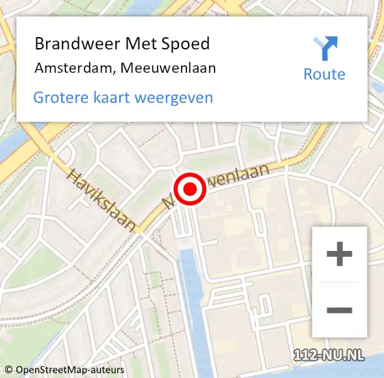 Locatie op kaart van de 112 melding: Brandweer Met Spoed Naar Amsterdam, Meeuwenlaan op 14 januari 2020 19:40