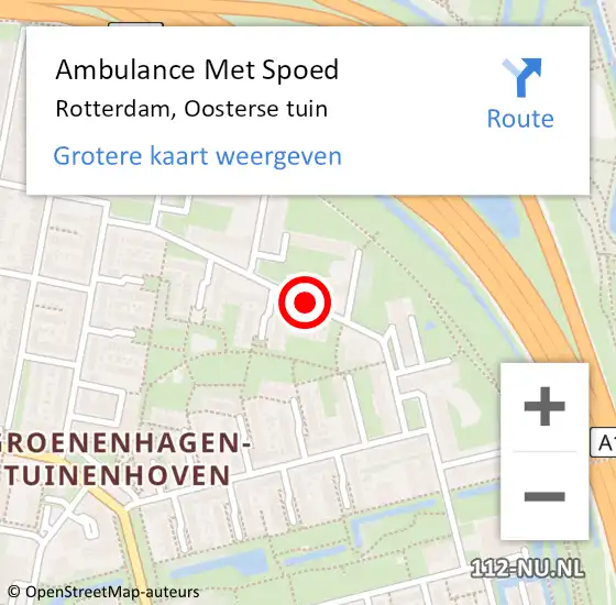 Locatie op kaart van de 112 melding: Ambulance Met Spoed Naar Rotterdam, Oosterse tuin op 14 januari 2020 20:44