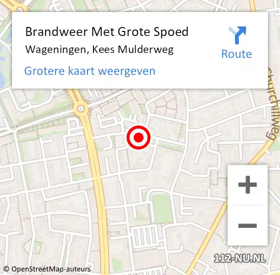 Locatie op kaart van de 112 melding: Brandweer Met Grote Spoed Naar Wageningen, Kees Mulderweg op 15 januari 2020 03:00