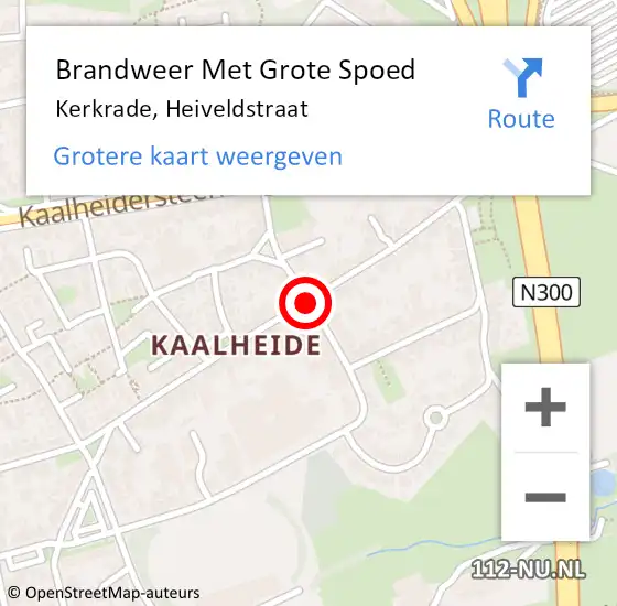 Locatie op kaart van de 112 melding: Brandweer Met Grote Spoed Naar Kerkrade, Heiveldstraat op 15 januari 2020 03:09