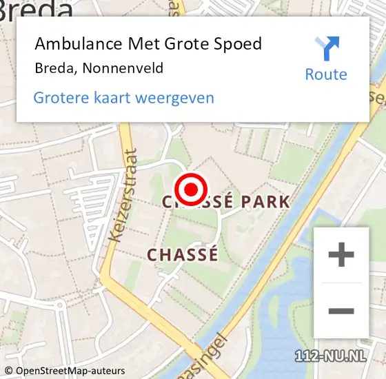 Locatie op kaart van de 112 melding: Ambulance Met Grote Spoed Naar Breda, Nonnenveld op 15 januari 2020 04:18