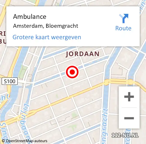 Locatie op kaart van de 112 melding: Ambulance Amsterdam, Bloemgracht op 15 januari 2020 05:13