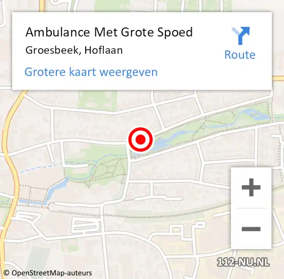 Locatie op kaart van de 112 melding: Ambulance Met Grote Spoed Naar Groesbeek, Hoflaan op 15 januari 2020 05:21