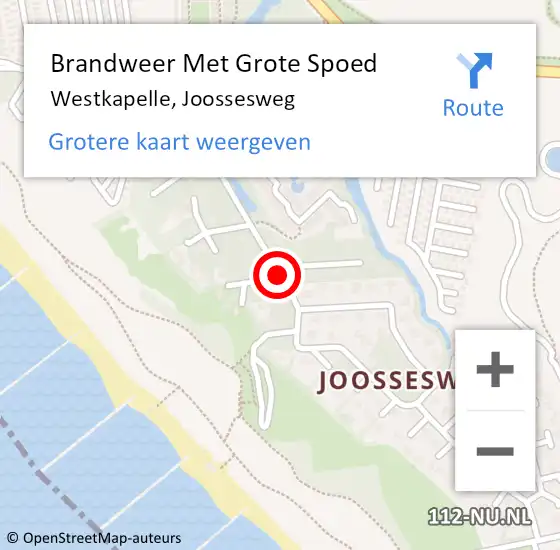 Locatie op kaart van de 112 melding: Brandweer Met Grote Spoed Naar Westkapelle, Joossesweg op 15 januari 2020 11:42
