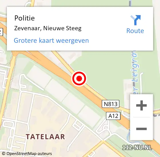 Locatie op kaart van de 112 melding: Politie Zevenaar, Steeg op 15 januari 2020 14:49