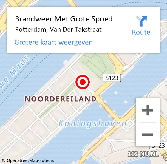 Locatie op kaart van de 112 melding: Brandweer Met Grote Spoed Naar Rotterdam, Van Der Takstraat op 15 januari 2020 17:19