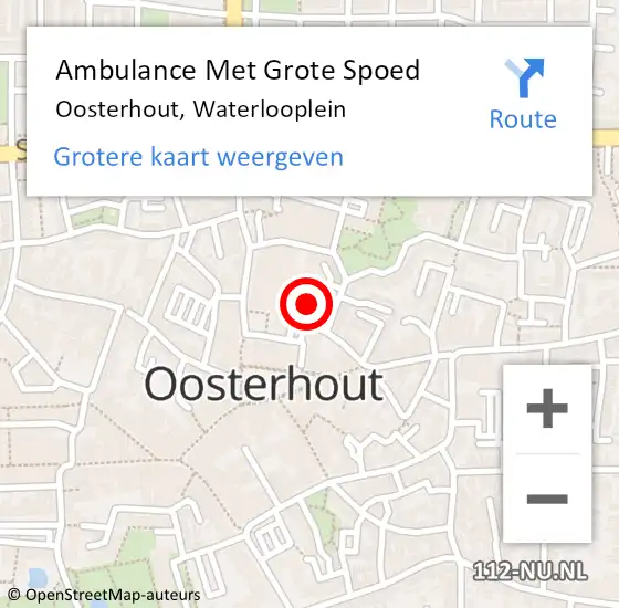 Locatie op kaart van de 112 melding: Ambulance Met Grote Spoed Naar Oosterhout nb, Waterlooplein op 16 januari 2020 08:21