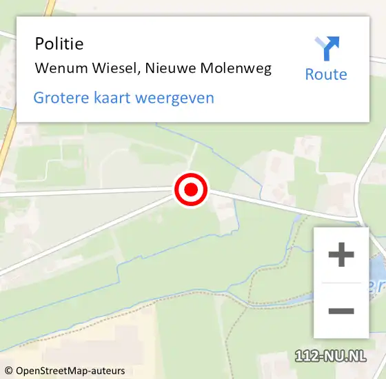 Locatie op kaart van de 112 melding: Politie Wenum Wiesel, Nieuwe Molenweg op 16 januari 2020 08:41